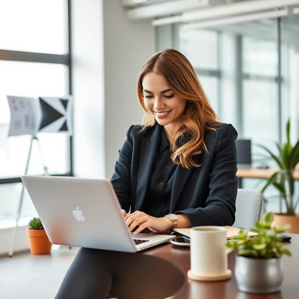 Erfolgreiche Unternehmerin bei der Arbeit an ihrem Startup-Konzept